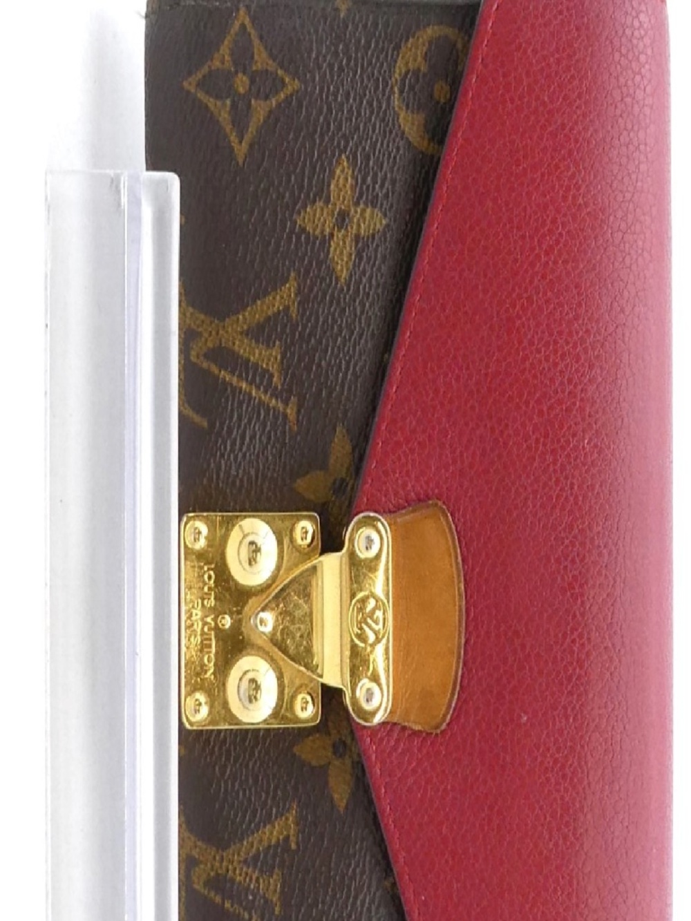 Louis Vuitton Pallas Monogram Red Leather Long Wallet Gold Hardwar